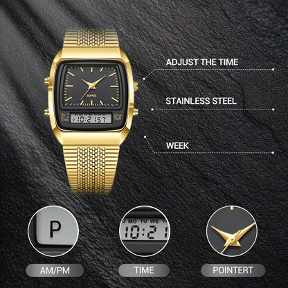 ⌚50% OFF NOW! ✨ Retro Style Square Face Multifunction Watch – Chronograph, Date Display & Classic Design 🕰️