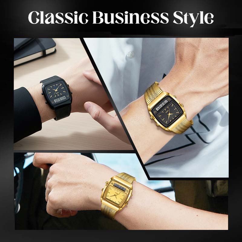 ⌚50% OFF NOW! ✨ Retro Style Square Face Multifunction Watch – Chronograph, Date Display & Classic Design 🕰️