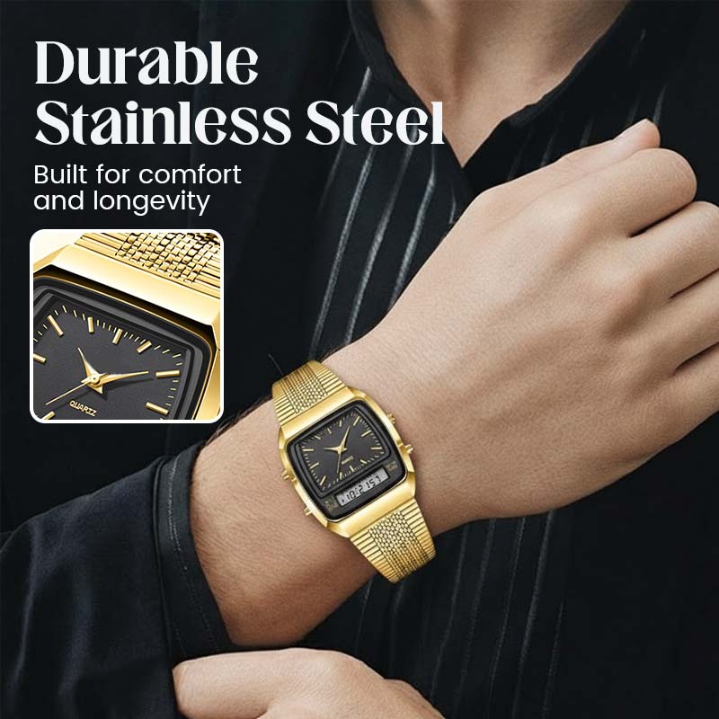 ⌚50% OFF NOW! ✨ Retro Style Square Face Multifunction Watch – Chronograph, Date Display & Classic Design 🕰️
