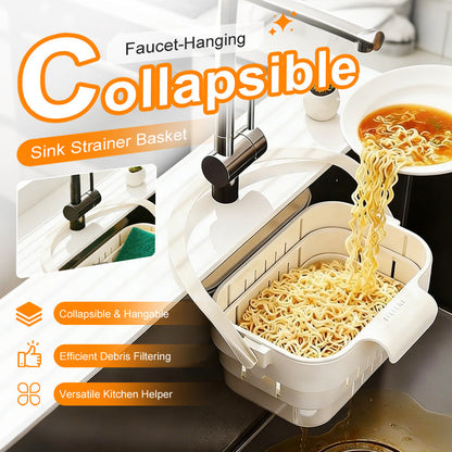 ⏰💰 50% OFF – Collapsible Faucet-Hanging Sink Strainer Basket | Hangs on Faucet, Collapses Flat! | Perfect for Veggies, Fruits & Dishes 🥦🍅🧽