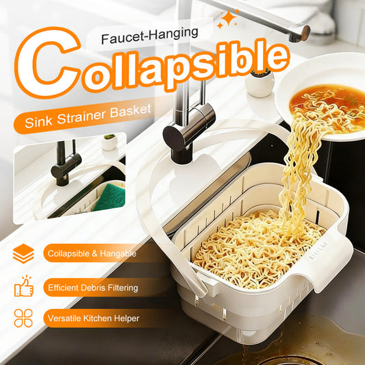⏰💰 50% OFF – Collapsible Faucet-Hanging Sink Strainer Basket | Hangs on Faucet, Collapses Flat! | Perfect for Veggies, Fruits & Dishes 🥦🍅🧽