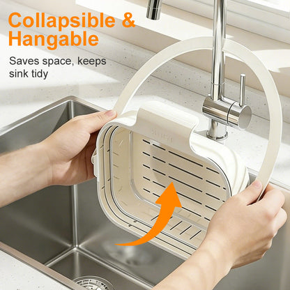 ⏰💰 50% OFF – Collapsible Faucet-Hanging Sink Strainer Basket | Hangs on Faucet, Collapses Flat! | Perfect for Veggies, Fruits & Dishes 🥦🍅🧽