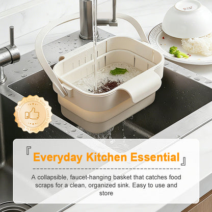 ⏰💰 50% OFF – Collapsible Faucet-Hanging Sink Strainer Basket | Hangs on Faucet, Collapses Flat! | Perfect for Veggies, Fruits & Dishes 🥦🍅🧽