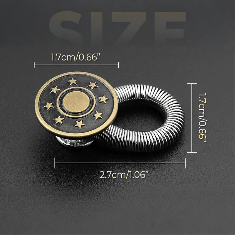 Spring-Loaded Metal Waist Extender Button for Jeans