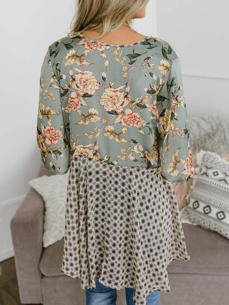 🔥Summer Hot Sale-50% Off!!✨Women's Floral Kimono Ruffle Sleeve Tie Cardigans Flowy Boho Loose Cover Ups