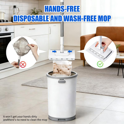 🧹  50% OFF! ✨ Hands-Free Flat Mop – Shark-Tooth Grip, Universal Cloths, Telescopic 🪥