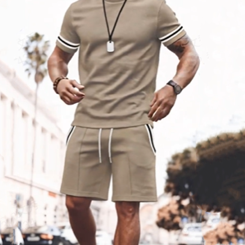 🔥2026 HOT SALE🔥Men's Striped T-Shirt & Shorts 2-Piece Set
