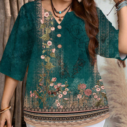 🌸Summer Hot Sale-50% Off!!🌿Women's Casual Button-Front V-Neck Top
