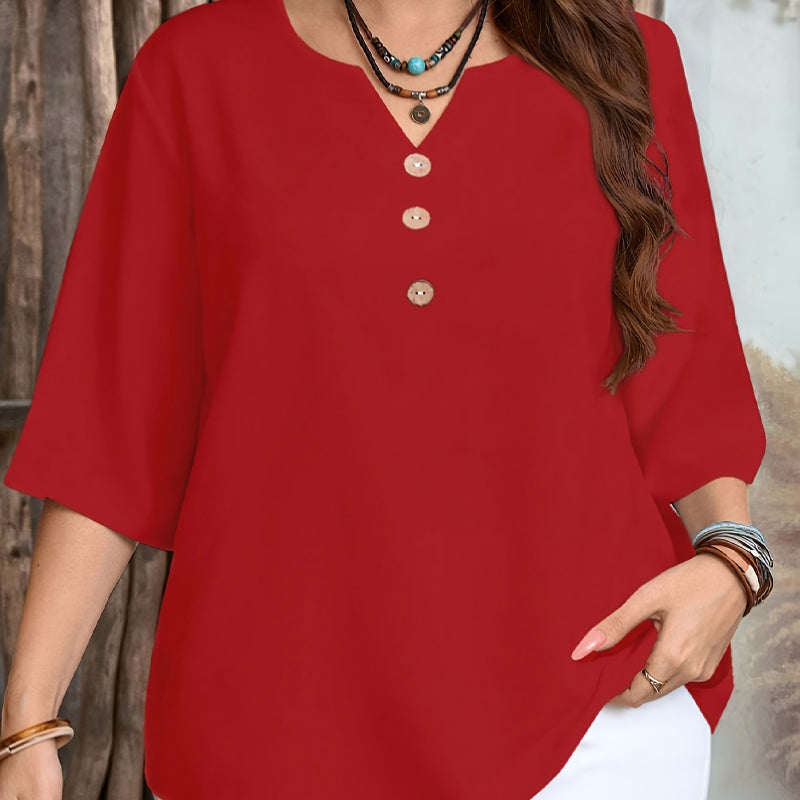 🌸Summer Hot Sale-50% Off!!🌿Women's Casual Button-Front V-Neck Top