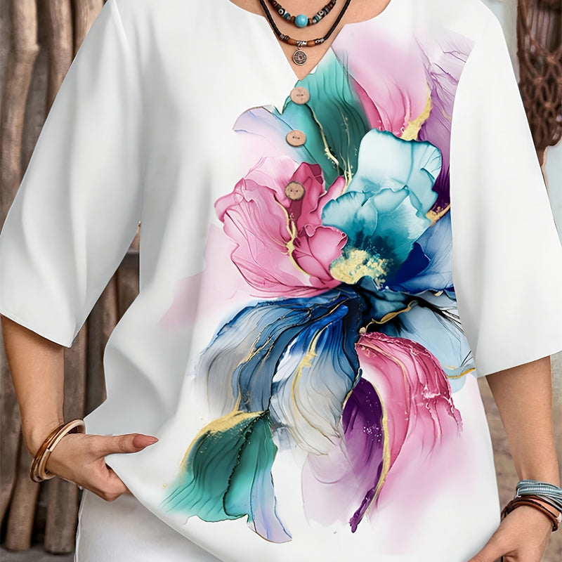 🌸Summer Hot Sale-50% Off!!🌿Women's Casual Button-Front V-Neck Top