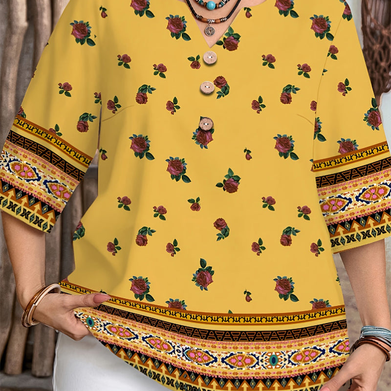 🌸Summer Hot Sale-50% Off!!🌿Women's Casual Button-Front V-Neck Top