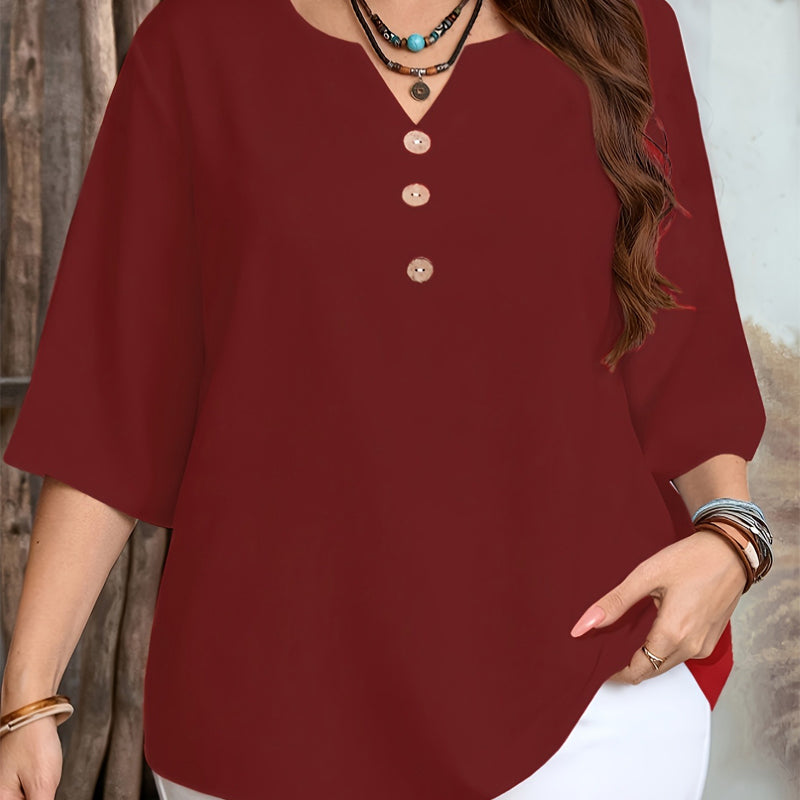 🌸Summer Hot Sale-50% Off!!🌿Women's Casual Button-Front V-Neck Top