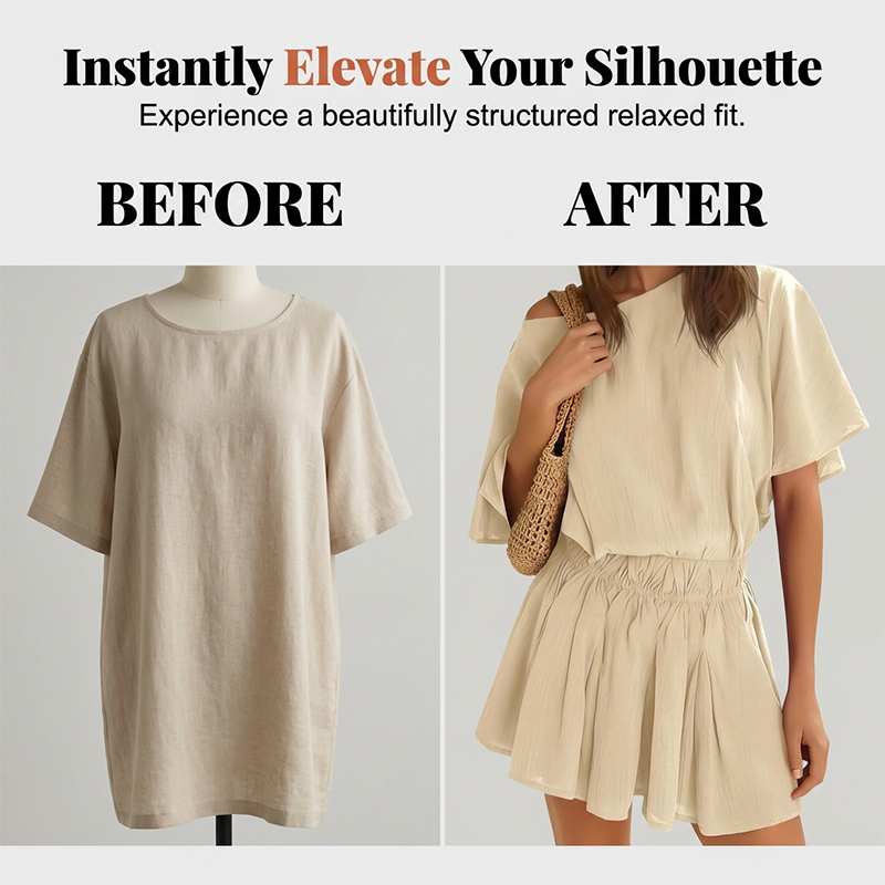 🔥Hot Deals-Women’s Casual Short Sleeve Elastic Waist Loose Flowy Mini Skirt Dress
