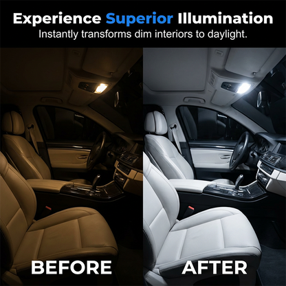 🚗20-Piece LED Car Lighting Kit: Includes roof lights, T10 parking lights, dual-tip reading lights, license plate lights, and interior lights