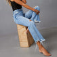 👖 50% OFF NOW! ✨ Women's High-Waisted Ripped Flare Jeans – Distressed Detailing, Cropped Flare Leg & Premium Stretch Denim 💙