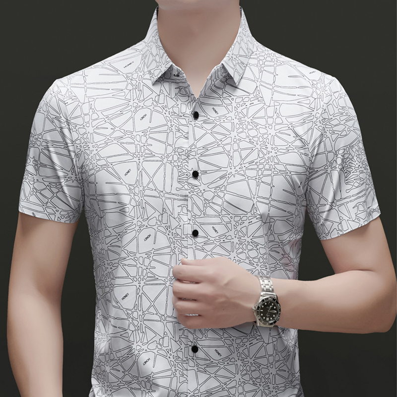 🥳SUMMER HOT SALE🥳💞50K+ SOLD!💥50% OFF! 🔥Chic Abstract Geometric Pattern Short Sleeve Lapel Shirt for Men