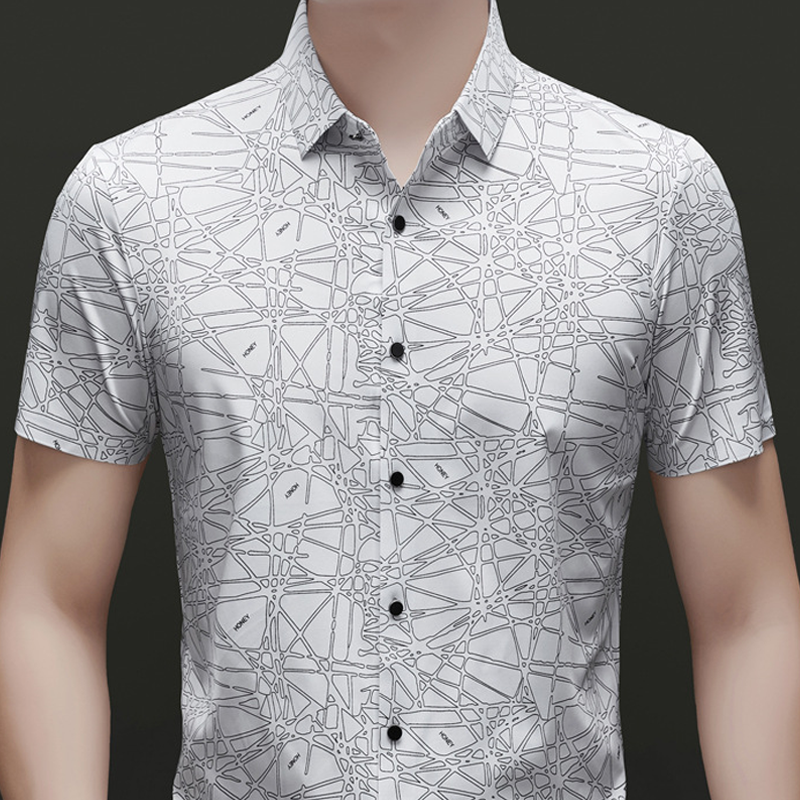 🥳SUMMER HOT SALE🥳💞50K+ SOLD!💥50% OFF! 🔥Chic Abstract Geometric Pattern Short Sleeve Lapel Shirt for Men