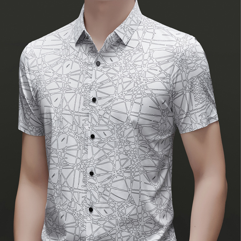 🥳SUMMER HOT SALE🥳💞50K+ SOLD!💥50% OFF! 🔥Chic Abstract Geometric Pattern Short Sleeve Lapel Shirt for Men