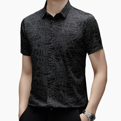 🥳SUMMER HOT SALE🥳💞50K+ SOLD!💥50% OFF! 🔥Chic Abstract Geometric Pattern Short Sleeve Lapel Shirt for Men