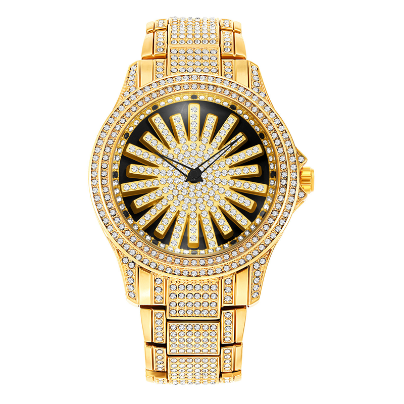 🔥2026 New Arrival ＆ Hot Sale🔥 Men's Iced-Out Watch with Rotating Dial – Sparkling Crystals, Precise Quartz & Butterfly Clasp ✨