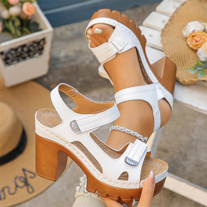 👡 FLASH SALE: 50% OFF! 🏖️ Women's Platform One-Strap Sandals – Adjustable Velcro, Cushioned Insole & Anti-Slip Grip ✨