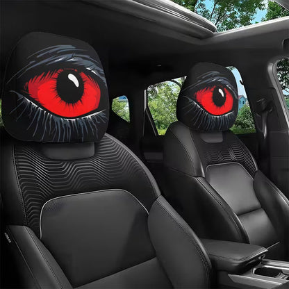 🔥🔥50K+ SOLD👁️Red Eye Car Headrest Cover – Creepy Design & Soft 😈👁️‍🗨️