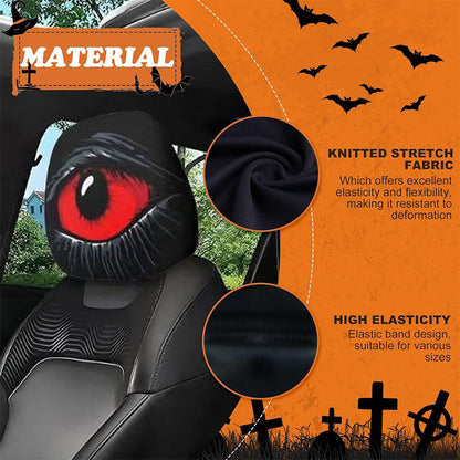 🔥🔥50K+ SOLD👁️Red Eye Car Headrest Cover – Creepy Design & Soft 😈👁️‍🗨️