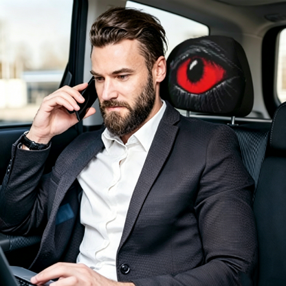 🔥🔥50K+ SOLD👁️Red Eye Car Headrest Cover – Creepy Design & Soft 😈👁️‍🗨️