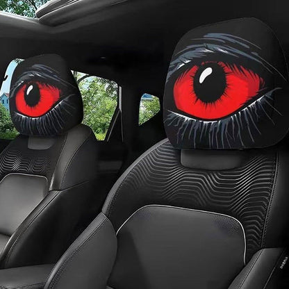 🔥🔥50K+ SOLD👁️Red Eye Car Headrest Cover – Creepy Design & Soft 😈👁️‍🗨️
