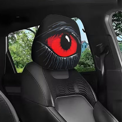 🔥🔥50K+ SOLD👁️Red Eye Car Headrest Cover – Creepy Design & Soft 😈👁️‍🗨️