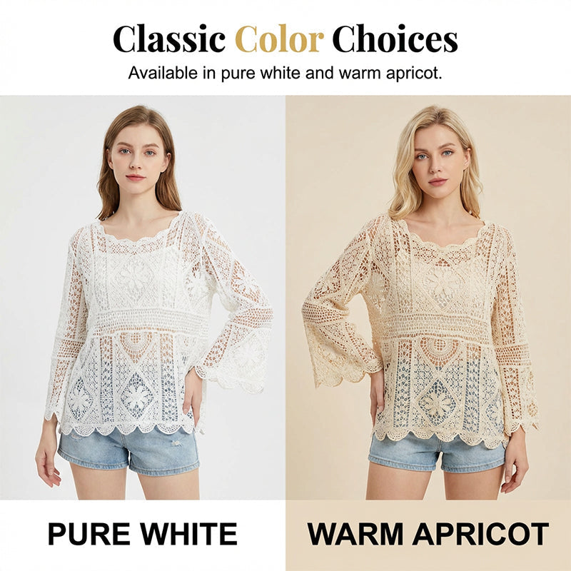 👚 50% OFF NOW! 🌸 Women's Vintage-Inspired Lace Cover-Up Blouse – Delicate Lace, Flowy Fit & Perfect for Layering or a Romantic Look ✨