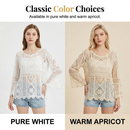 👚 50% OFF NOW! 🌸 Women's Vintage-Inspired Lace Cover-Up Blouse – Delicate Lace, Flowy Fit & Perfect for Layering or a Romantic Look ✨