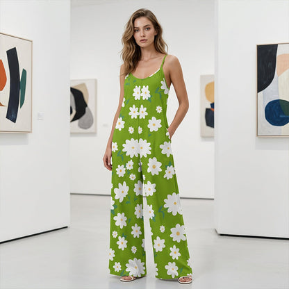 👚 LIMITED-TIME 50% OFF! 🌸 Women's Floral Print Wide-Leg Jumpsuit – Breathable Polyester, Side Pockets & Plus Sizes (XL-5XL) 👖