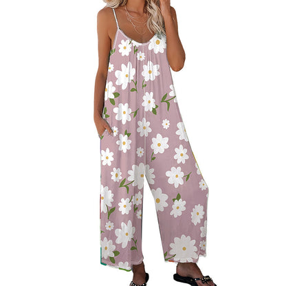 👚 LIMITED-TIME 50% OFF! 🌸 Women's Floral Print Wide-Leg Jumpsuit – Breathable Polyester, Side Pockets & Plus Sizes (XL-5XL) 👖