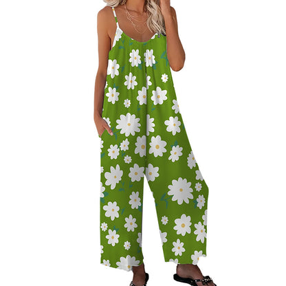 👚 LIMITED-TIME 50% OFF! 🌸 Women's Floral Print Wide-Leg Jumpsuit – Breathable Polyester, Side Pockets & Plus Sizes (XL-5XL) 👖