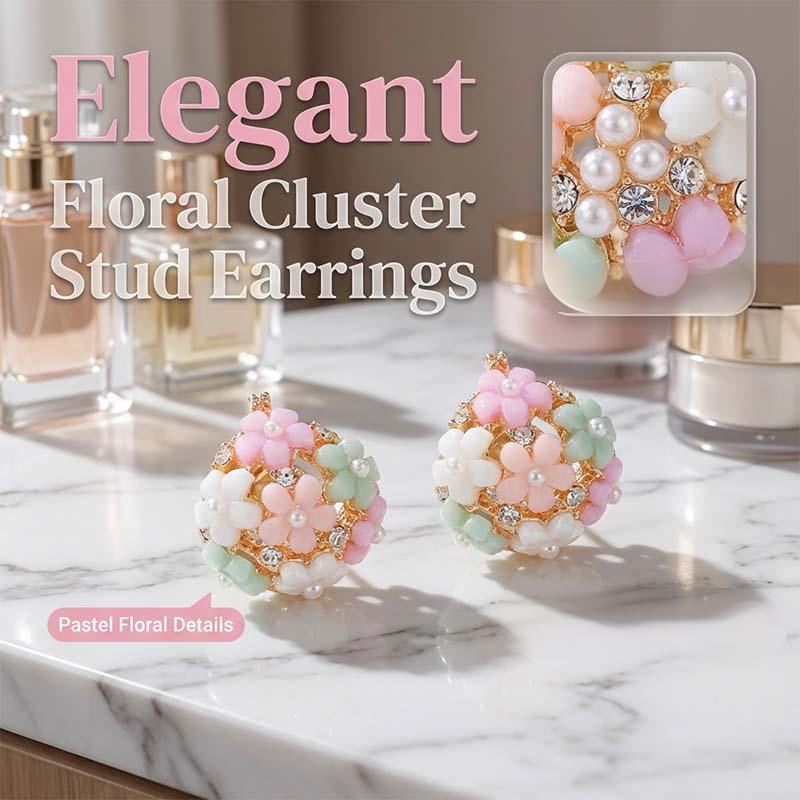 Elegant earrings with colorful floral motifs made of cubic zirconia