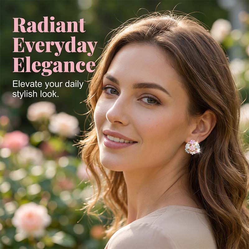 Elegant earrings with colorful floral motifs made of cubic zirconia