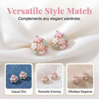 Elegant earrings with colorful floral motifs made of cubic zirconia
