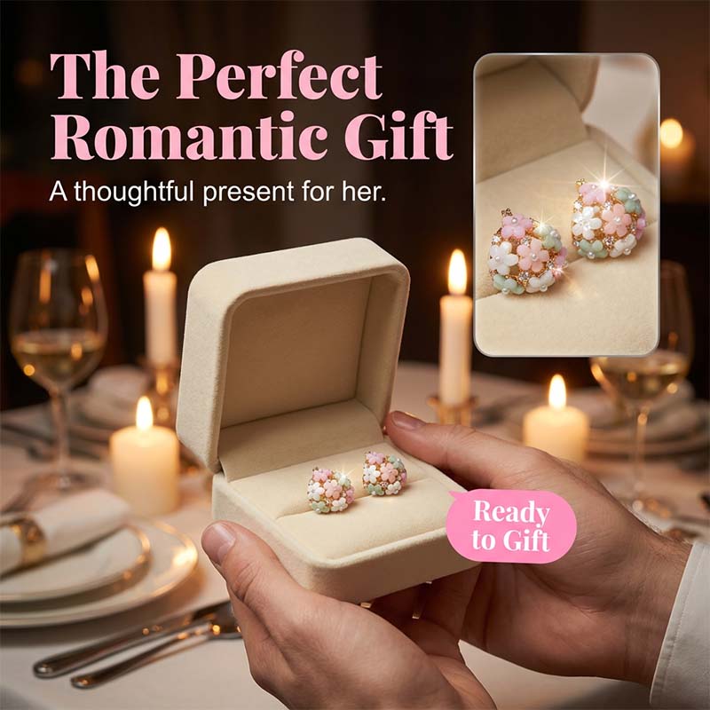 Elegant earrings with colorful floral motifs made of cubic zirconia