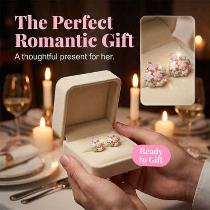 Elegant earrings with colorful floral motifs made of cubic zirconia