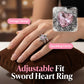 Vintage Adjustable Sword Piercing Heart Ring Set