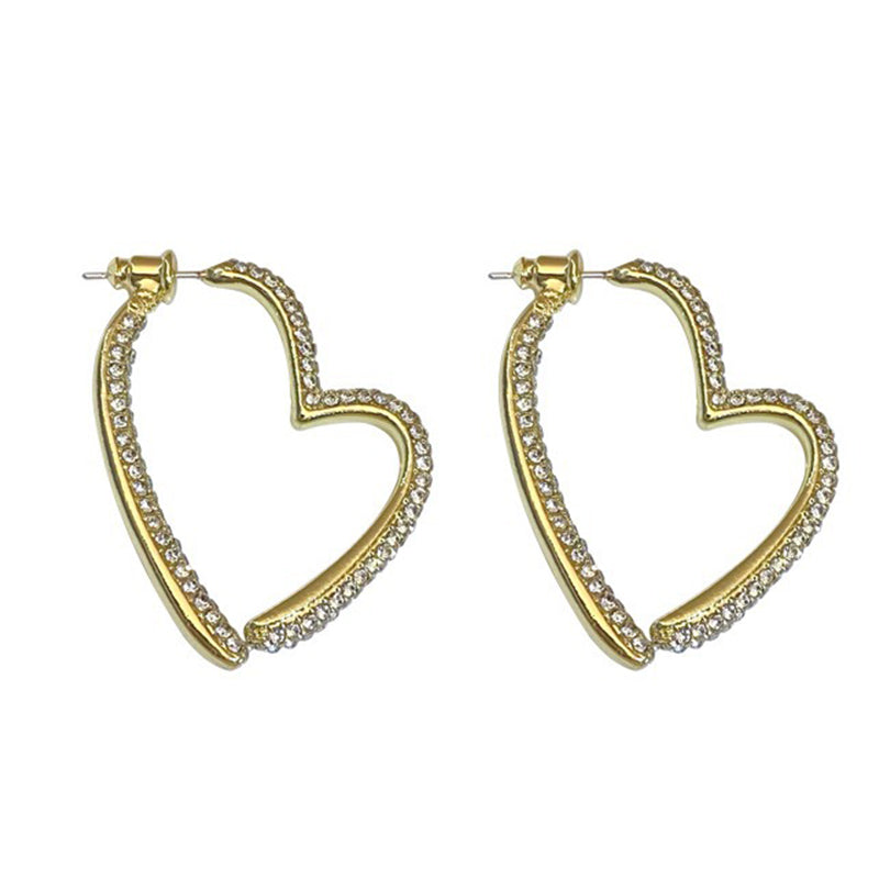 Women’s Sparkling Gold Heart Earrings