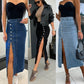 🔥2026 Hot sale 50% OFF🔥Stylish Button Closure Split Denim Bodycon Skirt