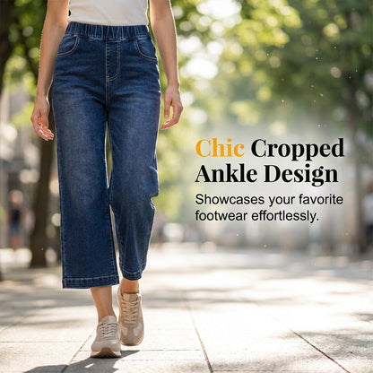 🥳SUMMER HOT SALE🥳💞50K+ SOLD!💥50% OFF! 🔥Women's Pull-On Wide-Leg Cropped Denim Jeans