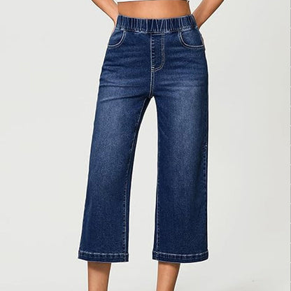 🥳SUMMER HOT SALE🥳💞50K+ SOLD!💥50% OFF! 🔥Women's Pull-On Wide-Leg Cropped Denim Jeans