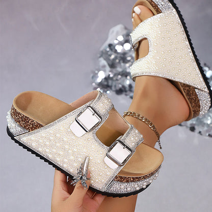 🥳SUMMER HOT SALE🥳💞50K+ SOLD!💥50% OFF! 🔥Double Buckle Strap Cork Slide Sandals