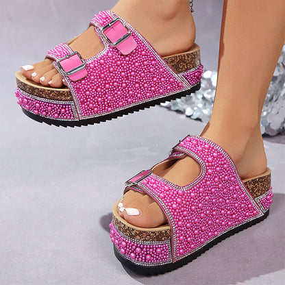 🥳SUMMER HOT SALE🥳💞50K+ SOLD!💥50% OFF! 🔥Double Buckle Strap Cork Slide Sandals
