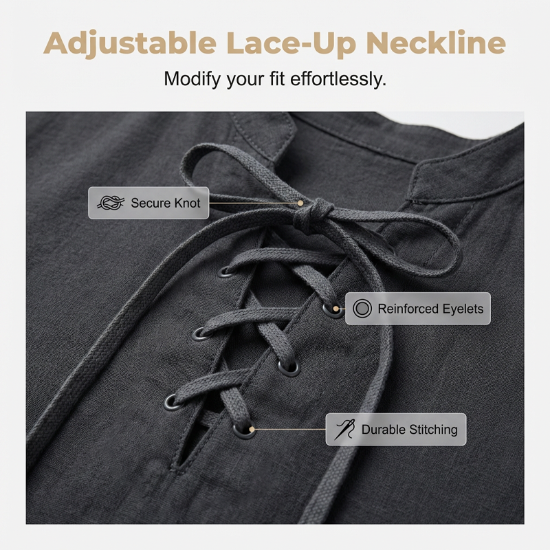 👕 50% OFF NOW! 🏖️ Men’s Casual Lace-Up Short Sleeve Shirt – Breathable Linen Blend ☀️