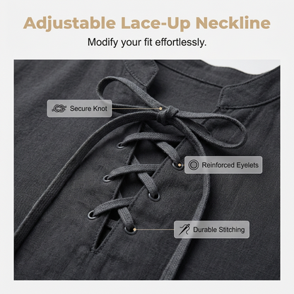 👕 50% OFF NOW! 🏖️ Men’s Casual Lace-Up Short Sleeve Shirt – Breathable Linen Blend ☀️