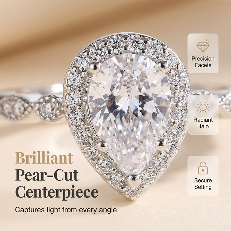 Pear-Shaped Teardrop Engagement Ring Set